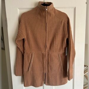 FLX Brown Ribbed Zip-Up Cardigan